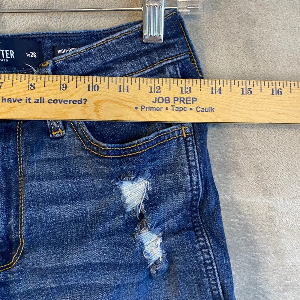 Hollister Denim Shorts Womens 3 High-Rise Short-Short Blue Distressed EUC - Picture 5 of 6